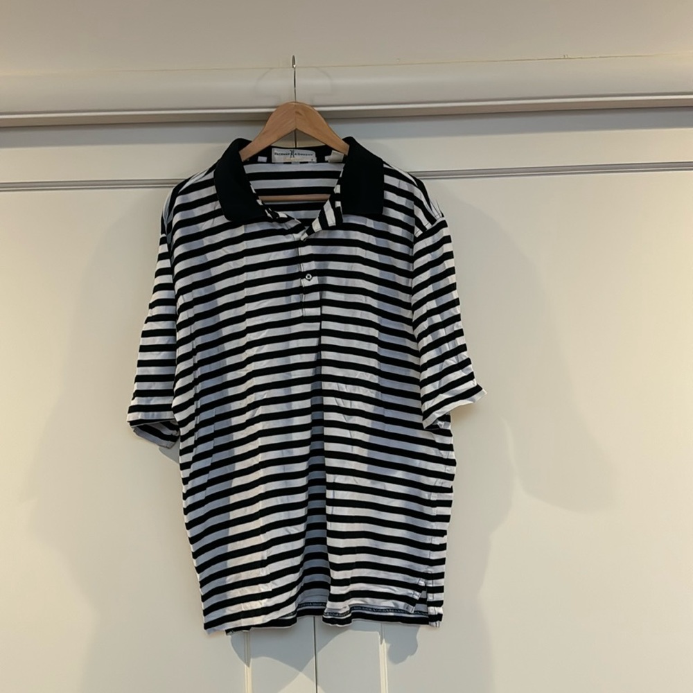 Men’s Black & White Golf Polo from Crosswater Golf Club in Central Oregon.
